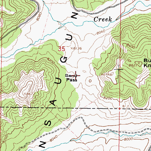 Topographic Map of Sand Pass, UT