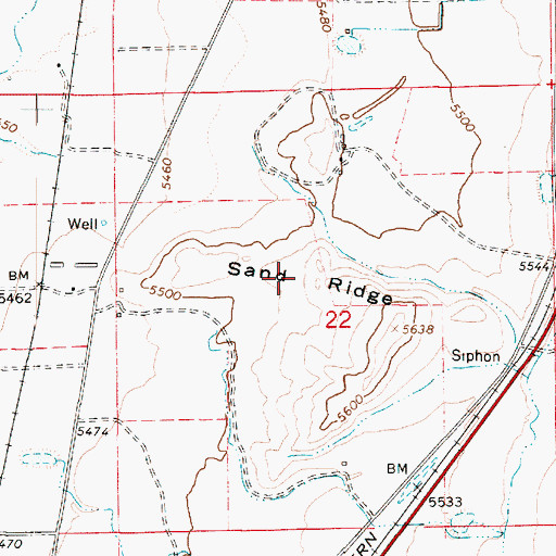 Topographic Map of Sand Ridge, UT