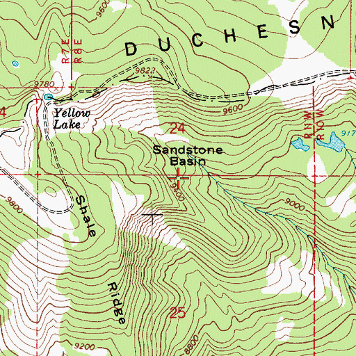 Topographic Map of Sandstone Basin, UT