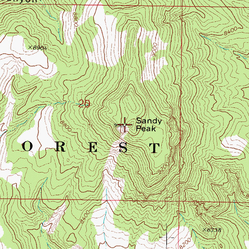 Topographic Map of Sandy Peak, UT