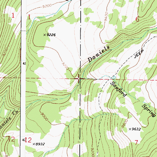 Topographic Map of Sanford Spring, UT