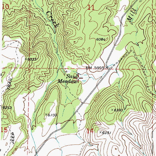 Topographic Map of Saul Meadow, UT