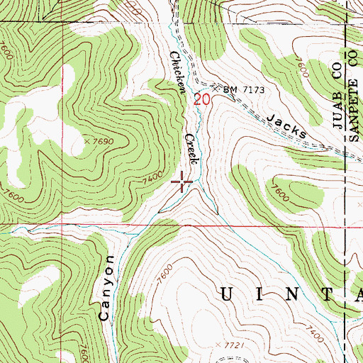Topographic Map of Sauls Canyon, UT