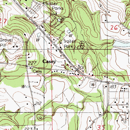 Topographic Map of Casey, AL