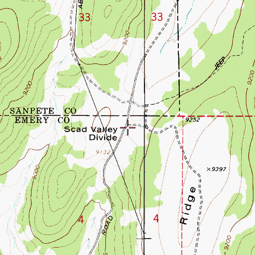 Topographic Map of Scad Valley Divide, UT