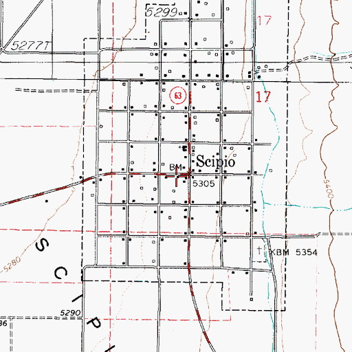 Topographic Map of Scipio, UT
