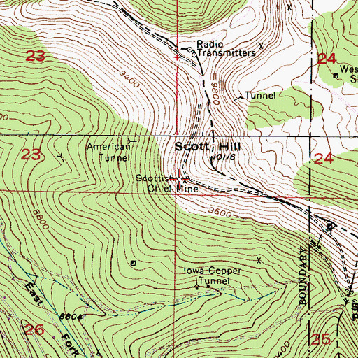 Topographic Map of Scottish Chief Mine, UT