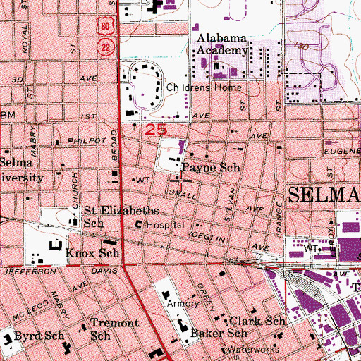 Topographic Map of Church of Christ, AL