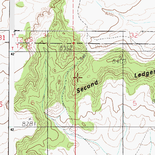 Topographic Map of Second Ledges, UT
