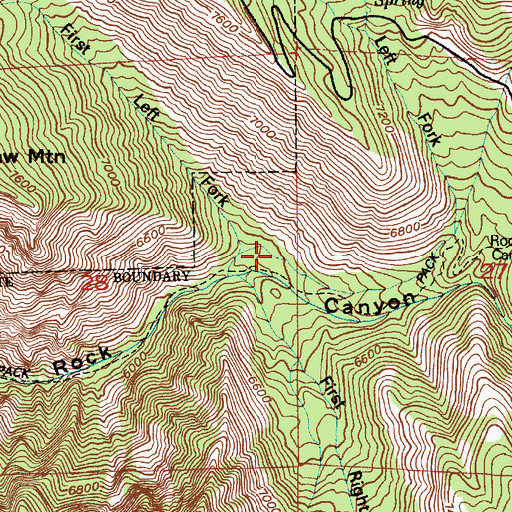 Topographic Map of Second Left Fork Rock Canyon, UT
