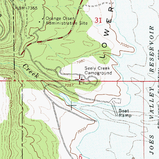 Topographic Map of Seely Creek Campground, UT