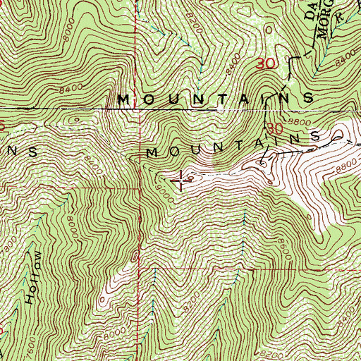 Topographic Map of Sessions Mountains, UT