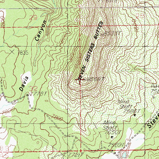 Topographic Map of Seven Sisters Buttes, UT