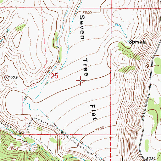 Topographic Map of Seven Tree Flat, UT