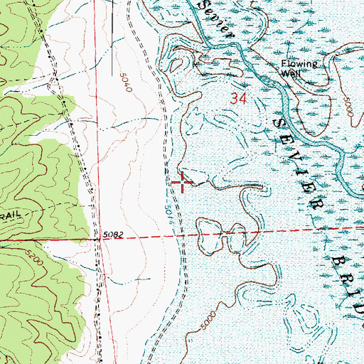 Topographic Map of Sevier Bridge Reservoir, UT