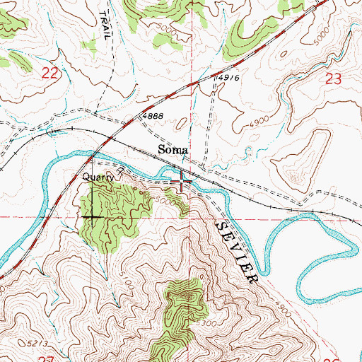 Topographic Map of Sevier Canyon, UT