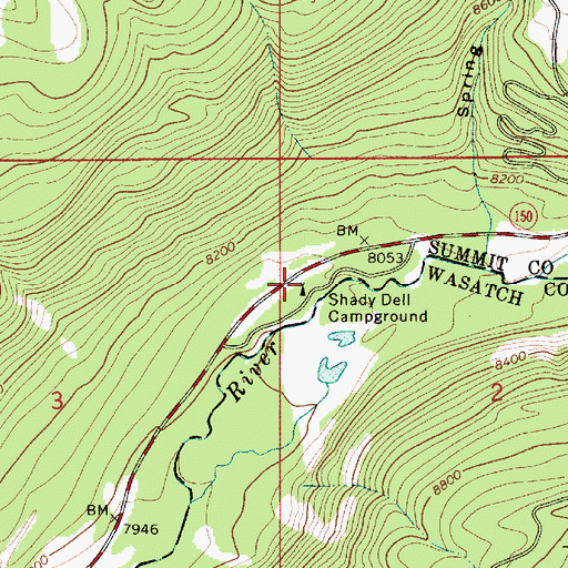Topographic Map of Shady Dell Campground, UT