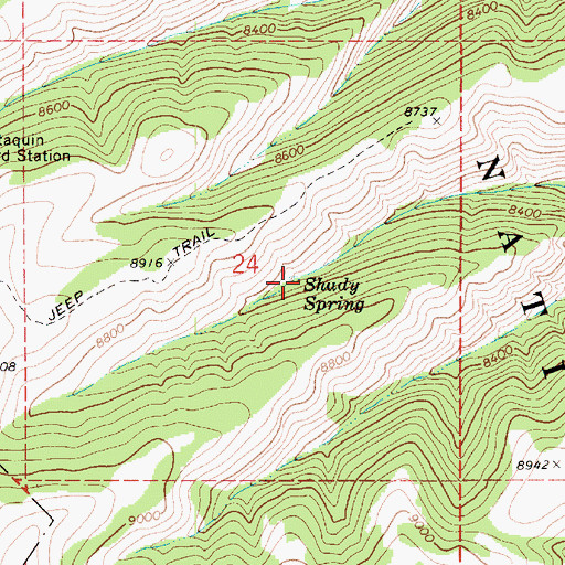 Topographic Map of Shady Spring, UT