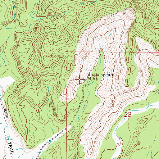 Topographic Map of Shakespeare Mine, UT