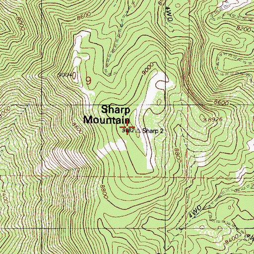 Topographic Map of Sharp Mountain, UT