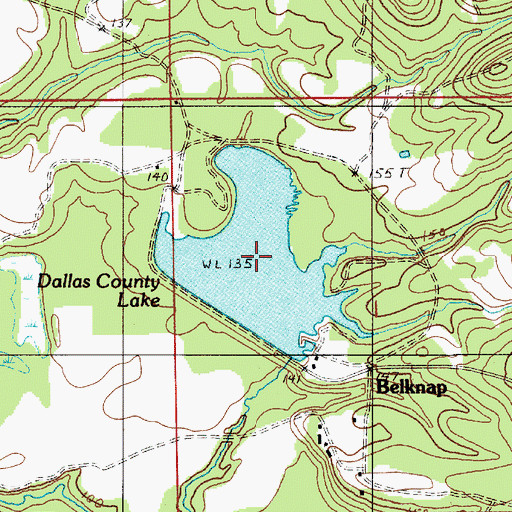 Topographic Map of Dallas County Lake, AL