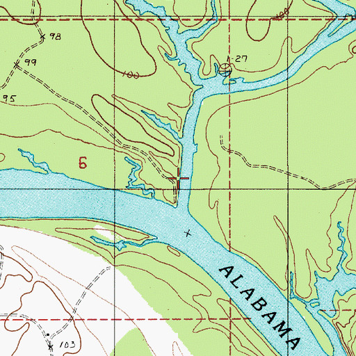 Topographic Map of Davis Landing (historical), AL