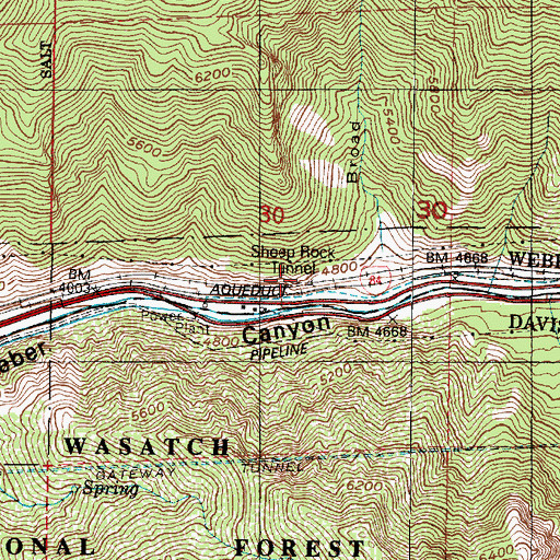 Topographic Map of Sheep Rock Tunnel, UT