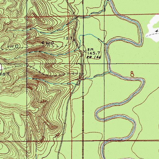 Topographic Map of Dawsons, AL