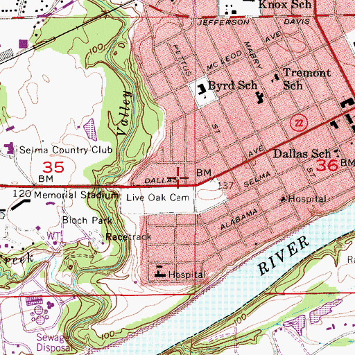 Topographic Map of Dinkins Training School (historical), AL