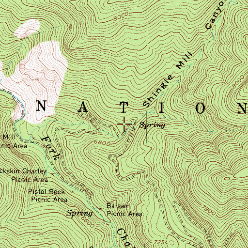 Topographic Map of Shingle Mill Canyon, UT