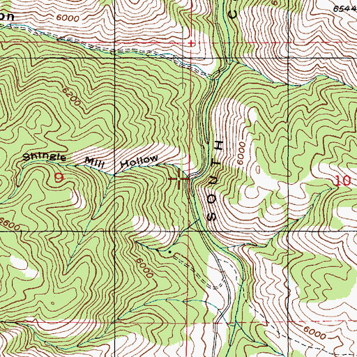 Topographic Map of Shingle Mill Hollow, UT