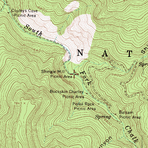Topographic Map of Shingle Mill Picnic Area, UT