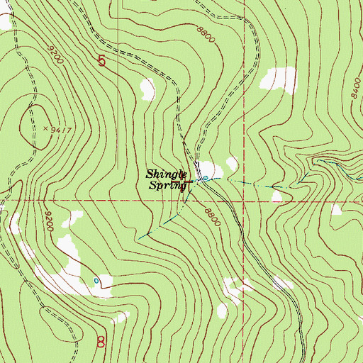 Topographic Map of Shingle Spring, UT