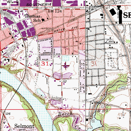 Topographic Map of East End Elementary School, AL