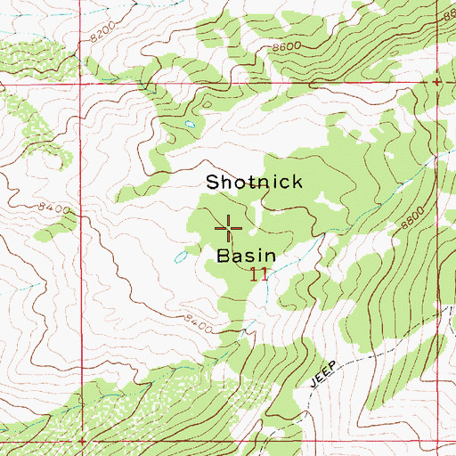 Topographic Map of Shotnick Basin, UT