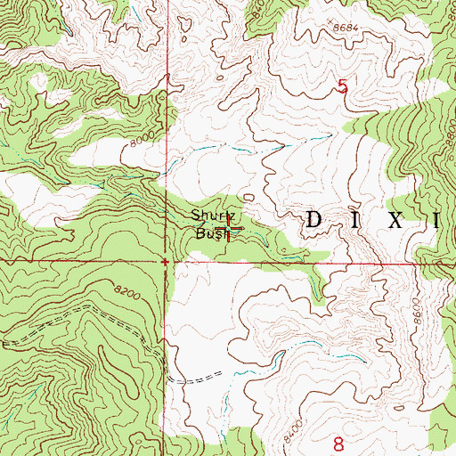 Topographic Map of Shurtz Bush, UT