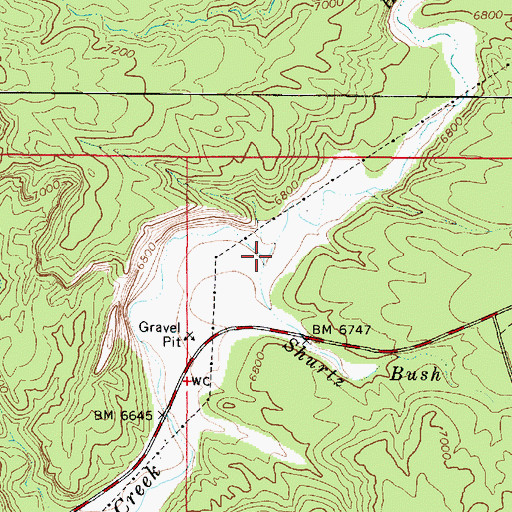Topographic Map of Shurtz Bush Creek, UT