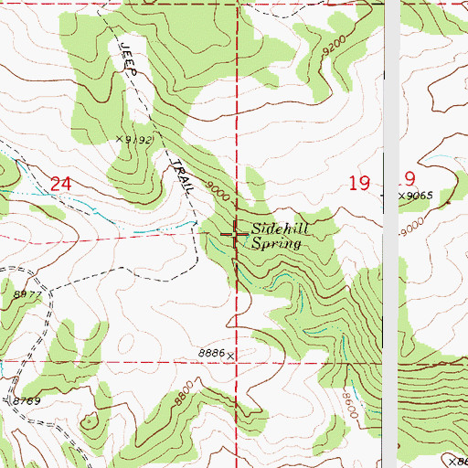 Topographic Map of Sidehill Spring, UT