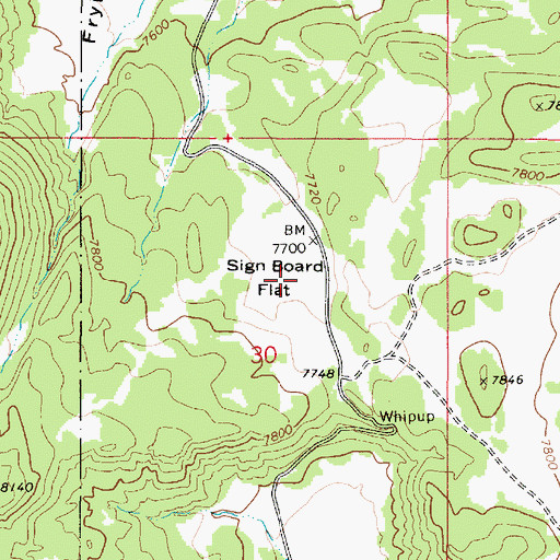 Topographic Map of Sign Board Flat, UT
