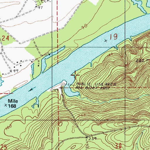 Topographic Map of Elm Bluff Public Use Area, AL