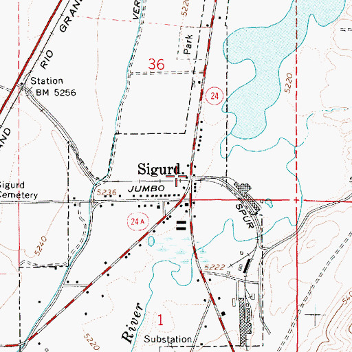 Topographic Map of Sigurd, UT