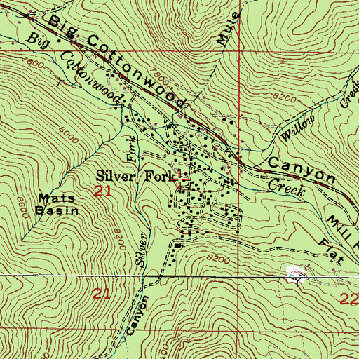 Topographic Map of Silver Fork, UT