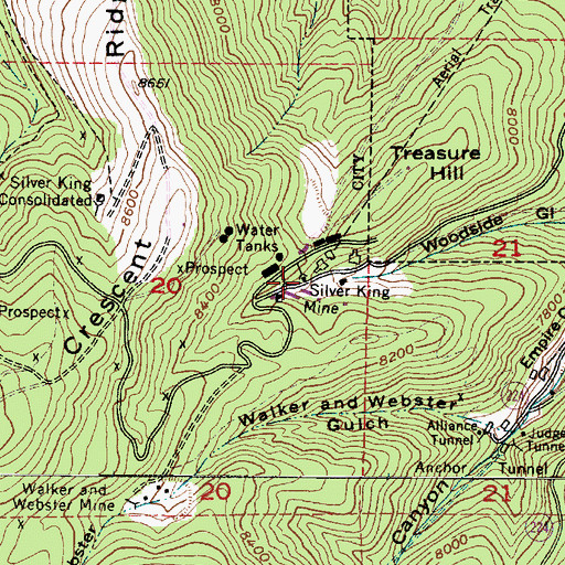 Topographic Map of Silver King Mine, UT