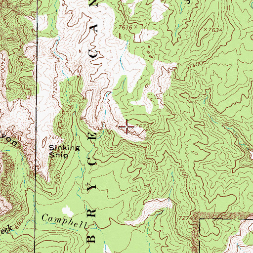 Topographic Map of Sinking Ship, UT