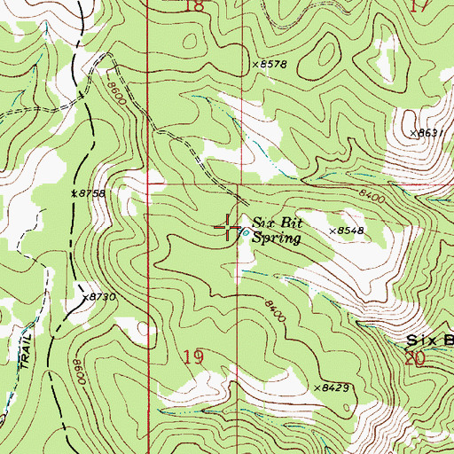 Topographic Map of Six Bit Spring, UT