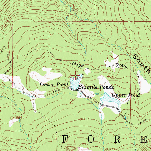 Topographic Map of Sixmile Ponds, UT