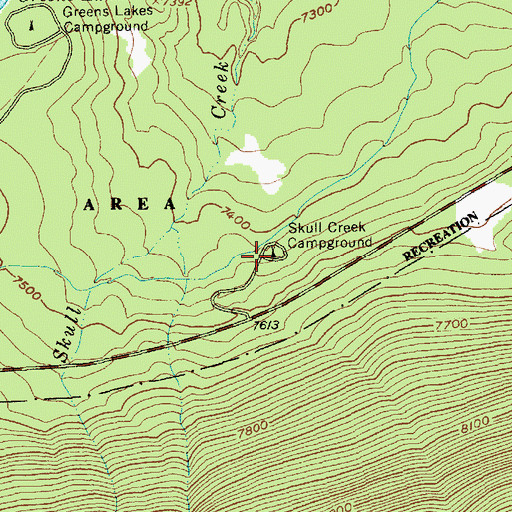 Topographic Map of Skull Creek Campground, UT