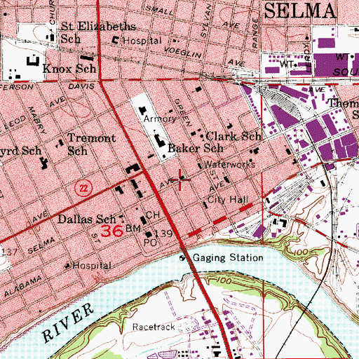 Topographic Map of First Christian Church, AL