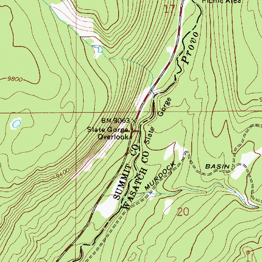 Topographic Map of Slate Gorge Overlook, UT