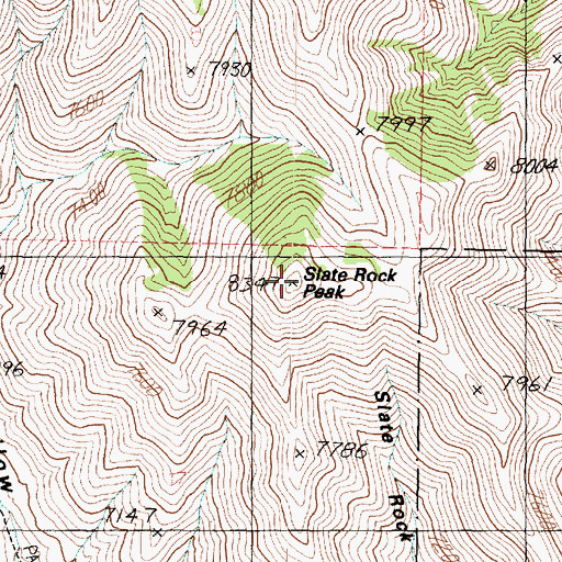 Topographic Map of Slate Rock Peak, UT